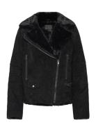 Awa Shearling Suede Biker Nahkatakki Black Jofama