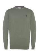 Uspa Knit Adair Men Tops Knitwear Round Necks Green U.S. Polo Assn.