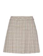 Pleat-Detail Check Skirt Lyhyt Hame Multi/patterned Mango