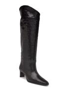 Esme High Knee Boots Korkeavartiset Saapikkaat Black Malina