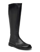 Booties - Flat - With Zipper Korkeavartiset Saapikkaat Black ANGULUS