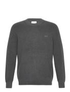 Cotton Wool Rib C-Neck Tops Knitwear Round Necks Grey GANT