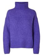 Slfgabella Ls Knit High-Neck Noos Tops Knitwear Turtleneck Purple Sele...