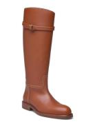 Calfskin Tall Riding Boot Korkeavartiset Saapikkaat Brown Polo Ralph L...