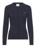 Stretch Cotton Cable Cardigan Tops Knitwear Cardigans Navy GANT