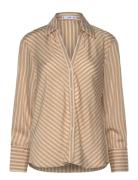 Striped Flowy Shirt Tops Shirts Long-sleeved Brown Mango