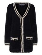 Contrast Fluffy Knitted Cardigan Tops Knitwear Cardigans Black Bubbler...