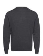 100 % Merino Crew Neck Knit Tops Knitwear Round Necks Grey Lindbergh B...