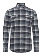 Checked Brushed Shirt L/S Tops Shirts Casual Navy Lindbergh