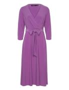 Surplice Jersey Dress Polvipituinen Mekko Purple Lauren Ralph Lauren