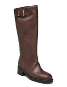 New Heel Long Biker Buckle Korkeavartiset Saapikkaat Brown Apair