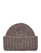 Striped Oma Beanie Accessories Headwear Beanies Brown Becksöndergaard