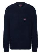 Tjm Reg Waffle Sweater Tops Knitwear Round Necks Navy Tommy Jeans