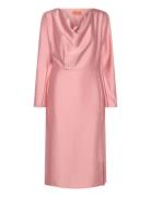 Long Sleeve Midi Dress, 2261 Satin Polvipituinen Mekko Pink STINE GOYA