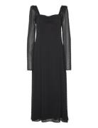 Frilled Ls Midi Dress Maksimekko Juhlamekko Black ROTATE Birger Christ...