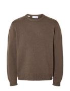 Slhcody Ls Knit Relaxed Crew Neck Noos Tops Knitwear Round Necks Brown...