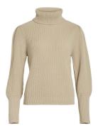 Vilou New Rollneck L/S Knit Top - Noos Tops Knitwear Turtleneck Beige ...