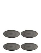 Hilde - Lunch Plate, Ceramic, Grey/Brown Ø21 Cm, Set Of 4 Home Tablewa...