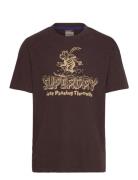 Travel Postcard Graphic Tee Tops T-shirts Short-sleeved Brown Superdry