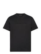 Embossed Logo Tee Tops T-shirts Short-sleeved Black Michael Kors