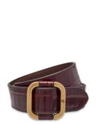 Slide-Buckle Croc-Embossed Leather Belt Vyö Brown Lauren Ralph Lauren