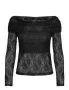 Slfmista Ls Off Shoulder Lace Top Tops T-shirts & Tops Long-sleeved Bl...