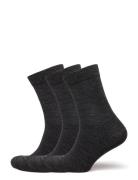 Sock 3 P Merino Wool Plain Lingerie Socks Regular Socks Grey Lindex