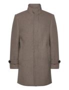 Recycled Wool Funnel Neck Coat Villakangastakki Pitkä Takki Beige Lind...