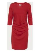 Kaindia V-Neck 3/4 Sl Dress Lyhyt Mekko Red Kaffe