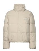 Chenille Monologo Puffer Vuorillinen Takki Topattu Takki Cream Calvin ...