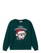 Nkmvismas Ls Nreg Sweat Bru Tops Knitwear Pullovers Green Name It