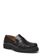 Slhhugo Leather Penny Loafer Loaferit Matalat Kengät Black Selected Ho...