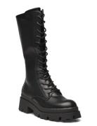 Onldoja-9 Pu Lace Up High Boot Korkeavartiset Saapikkaat Black ONLY