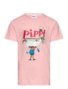 Pippi T-Shirt Tops T-shirts Short-sleeved Pink Pippi Langstrømpe