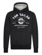 Hoodie With Print Tops Sweat-shirts & Hoodies Hoodies Black Tom Tailor