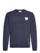 Wwtay Aa Cs Jumper Tops Knitwear Round Necks Navy Double A By Wood Woo...