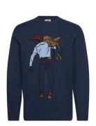 Original Hm Sweater Saddleman Tops Knitwear Round Necks Navy LEVI´S Me...