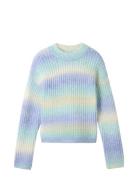 Cropped Color Run Knit Tops Knitwear Pullovers Blue Tom Tailor