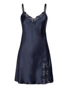 Pure Silk - Slip W.lace Yöpaita Navy Lady Avenue