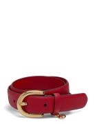 Charm Crosshatch Leather Belt Vyö Red Lauren Ralph Lauren