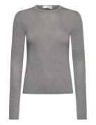 Round-Neck Long-Sleeved T-Shirt Tops T-shirts & Tops Long-sleeved Grey...