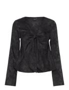 Twisted Blouse Tops Blouses Long-sleeved Black Gina Tricot