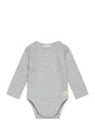 Striped Cotton Bodysuit Bodies Long-sleeved Grey Mango