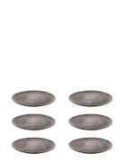 Raw Nordic Brown - Dess. Plate Brown Spotted 6 Pcs 20 Cm. Home Tablewa...