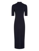 Slim 5X2 Rib Midi Dress 1/2 Maksimekko Juhlamekko Navy Tommy Hilfiger