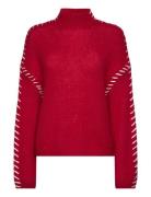 Vichoca New L/S Knit Pullover Tops Knitwear Turtleneck Red Vila