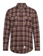 Adrian Cotton Check Shirt Tops Overshirts Burgundy Fat Moose