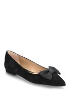 Londyn Bow-Trim Suede Ballet Flat Ballerinat Black Lauren Ralph Lauren