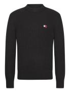 Tjm Reg Badge Textured Cneck Ext Tops Knitwear Round Necks Black Tommy...