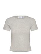 Slim Fitted T-Shirt Tops T-shirts & Tops Short-sleeved Grey Weekday